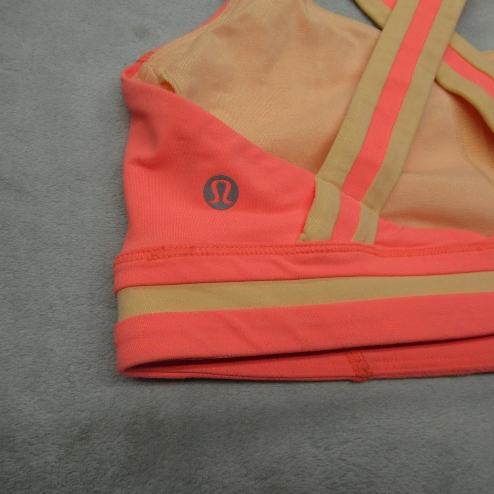 Lululemon Sports Bra Womens 6 Neon‎ Salmon Criss Cross Back Removable Pads Yoga